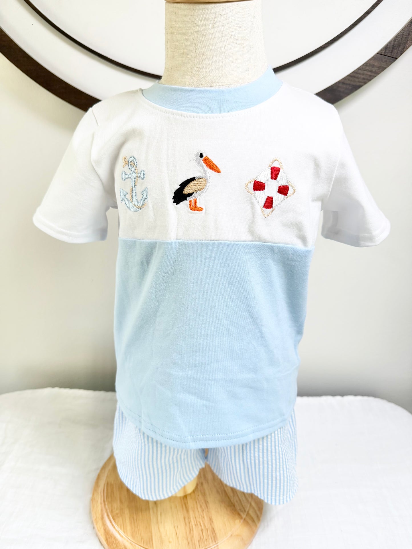 Nautical Seersucker Shorts Set