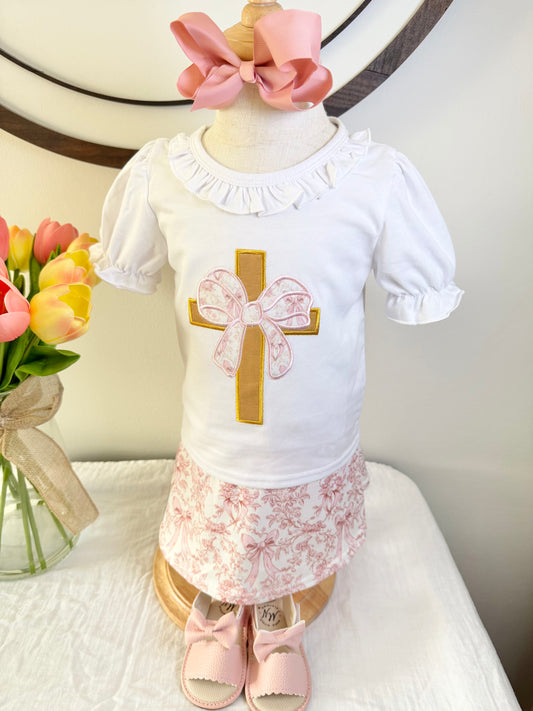 Cross & Bows Applique Skort Set
