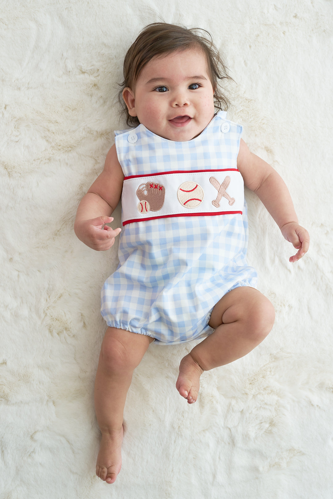 Blue Baseball Embroidered Bubble