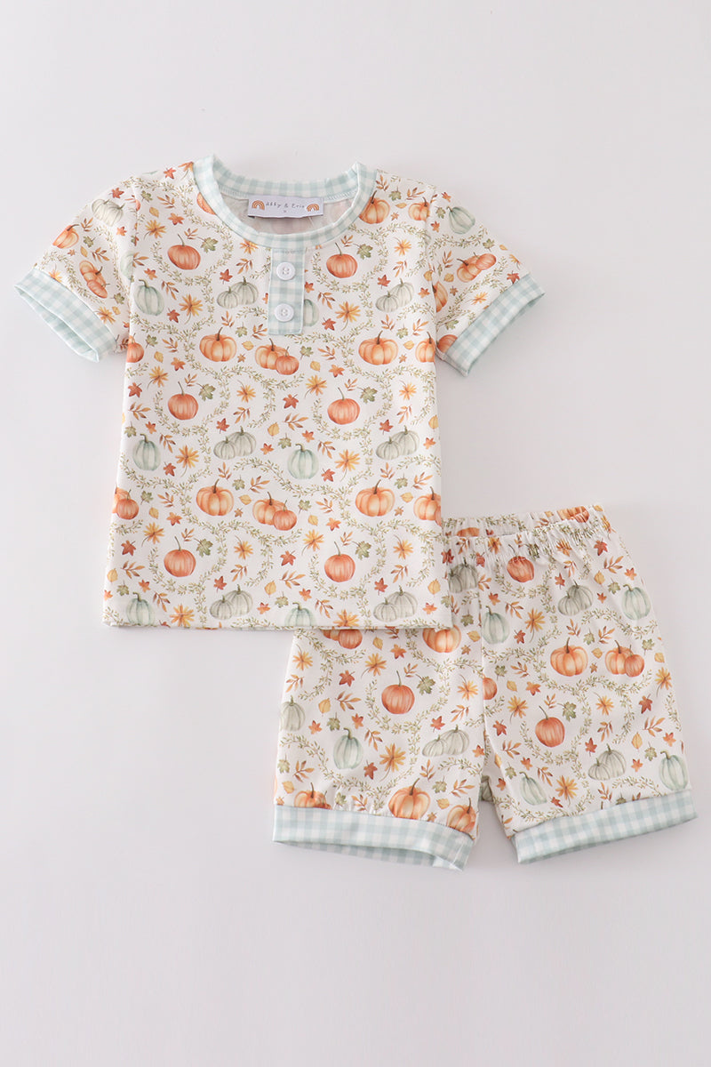 Gingham Pumpkins Pajama Set