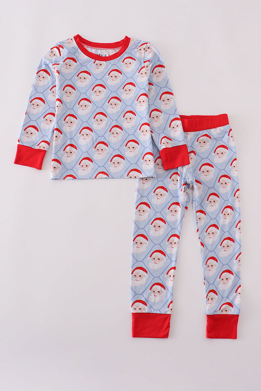 Blue Santa Bamboo Pajama Set