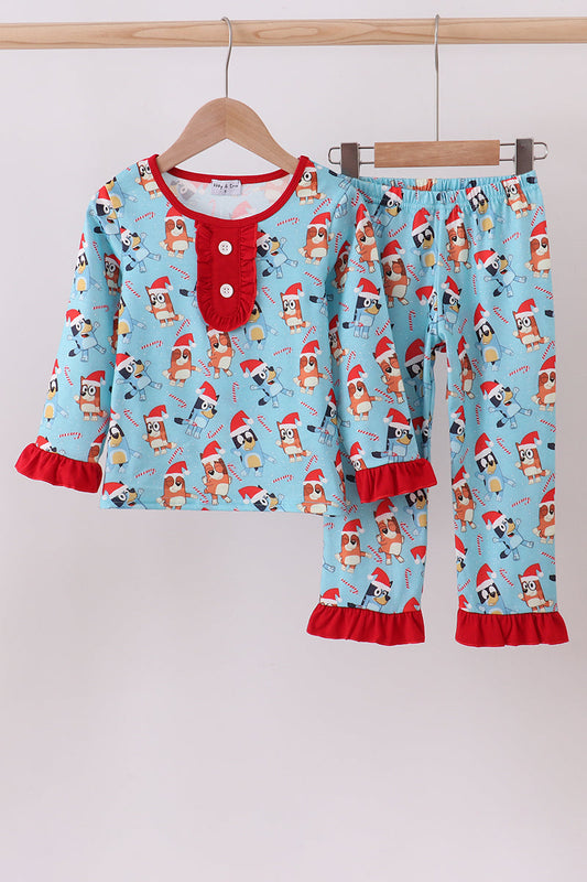 Bluey Christmas Ruffle Pajama Pants Set