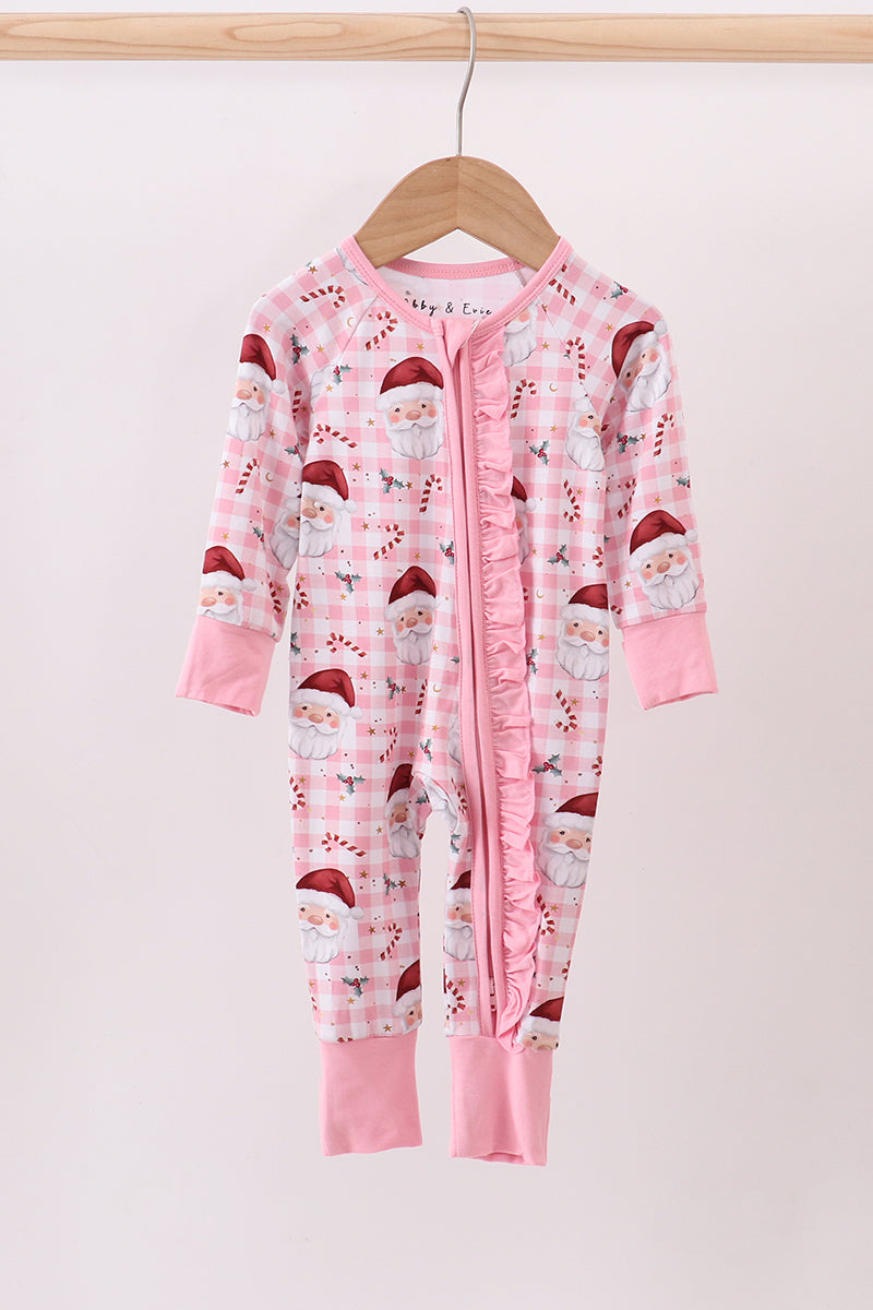 Pink Santa Claus Gingham Bamboo Sleeper