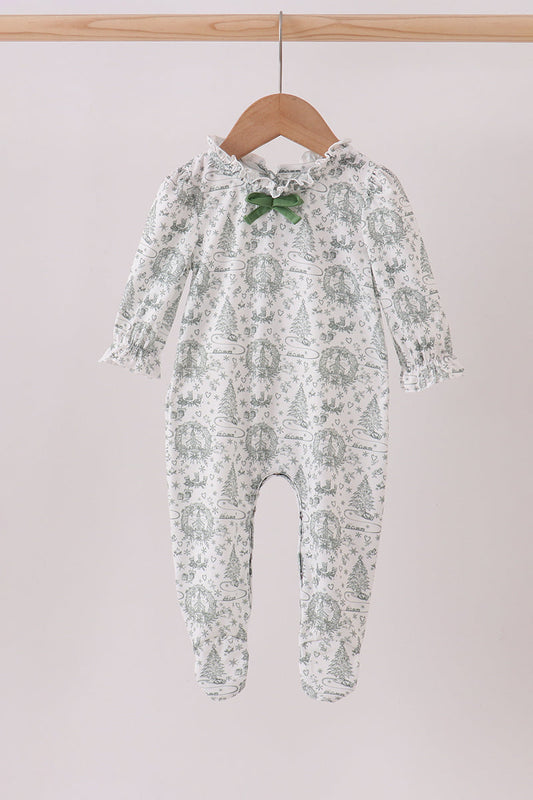 Green Christmas Ruffle Romper