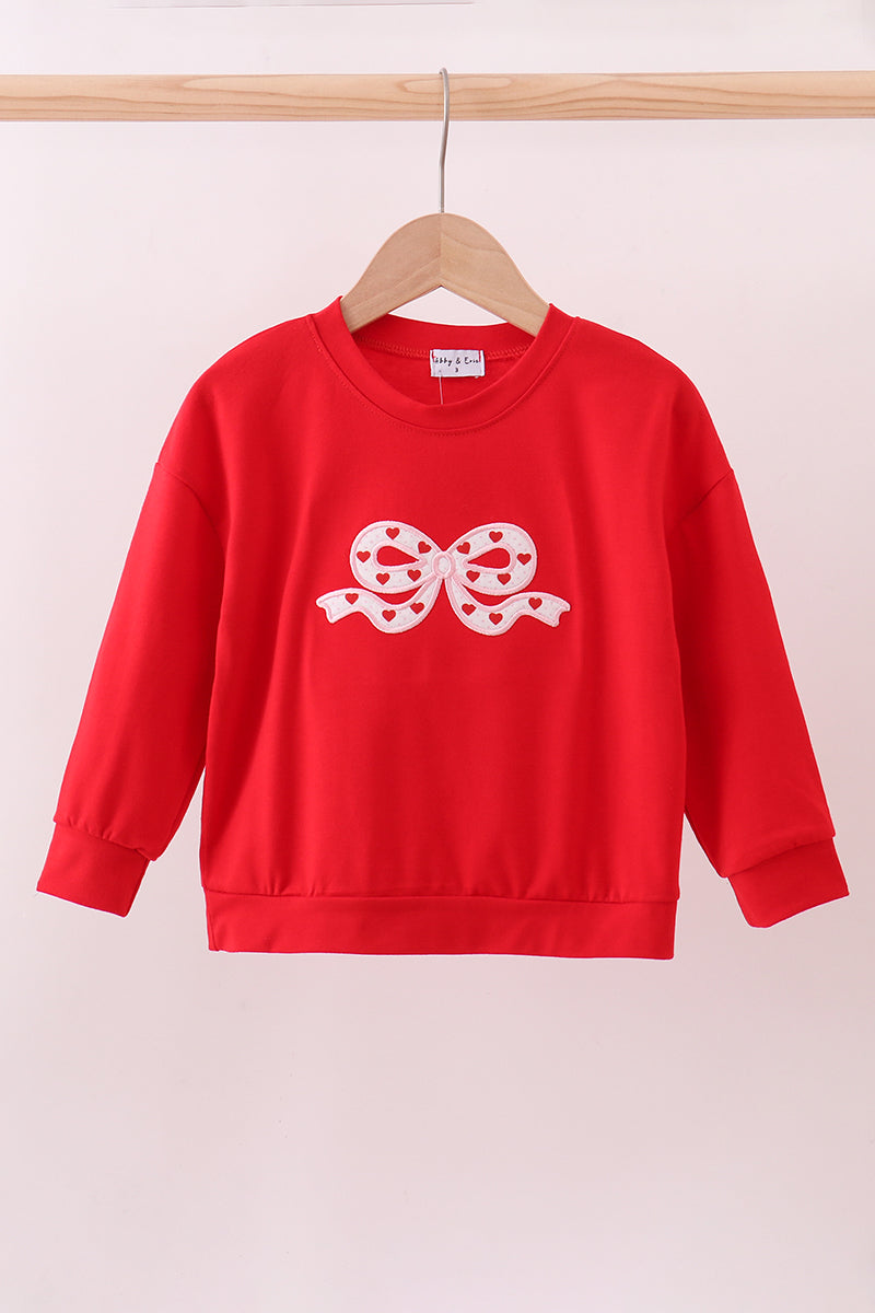Red Bow Applique Top
