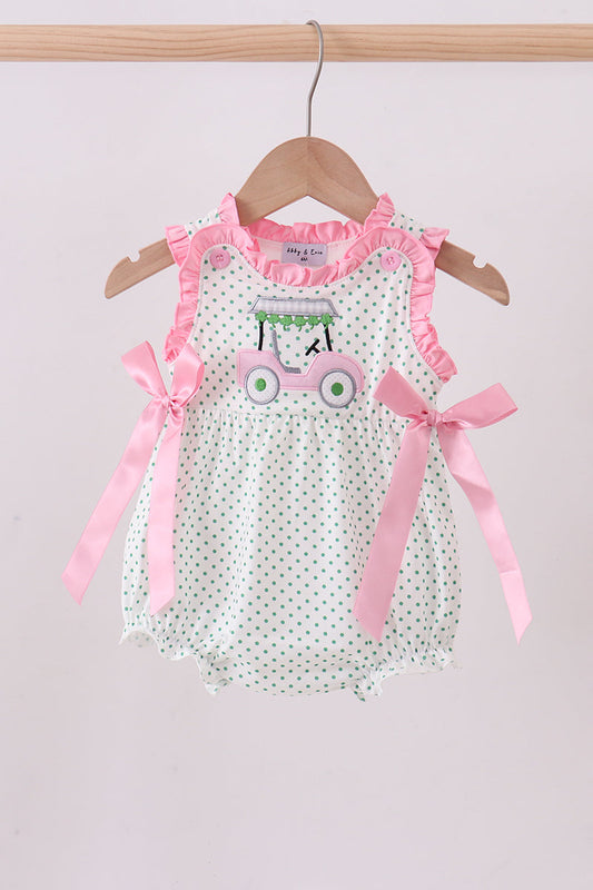Green Clover Golf Cart Applique Ruffle Bubble