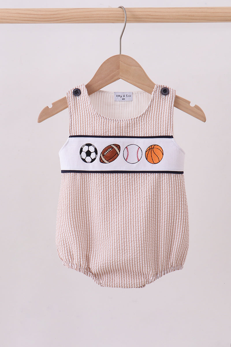 Stripe Seersucker Game Day Sports Embroidery Bubble