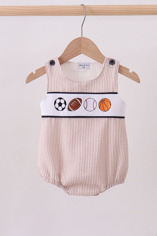 Stripe Seersucker Game Day Sports Embroidery Bubble