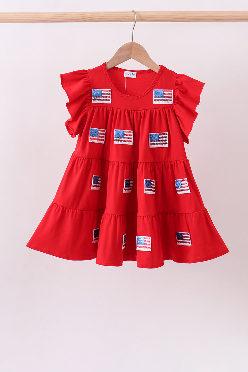 Red Flag Sequin Dress