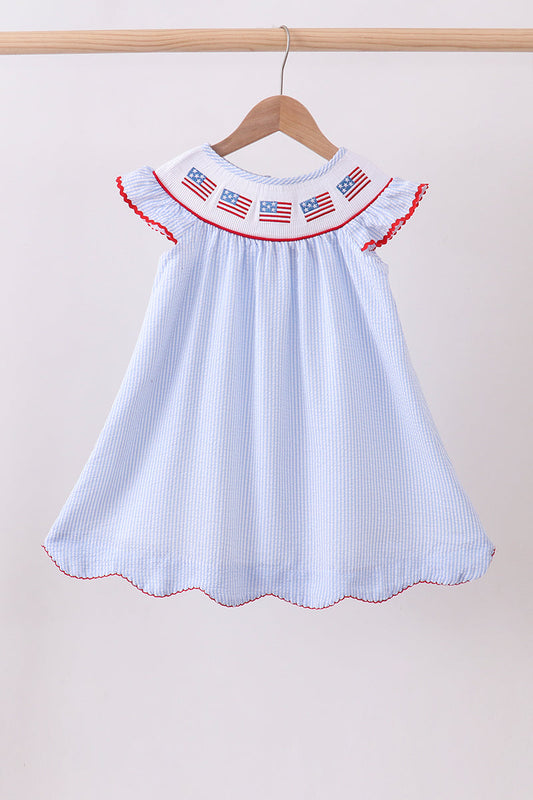 Flag Smocked Seersucker Dress