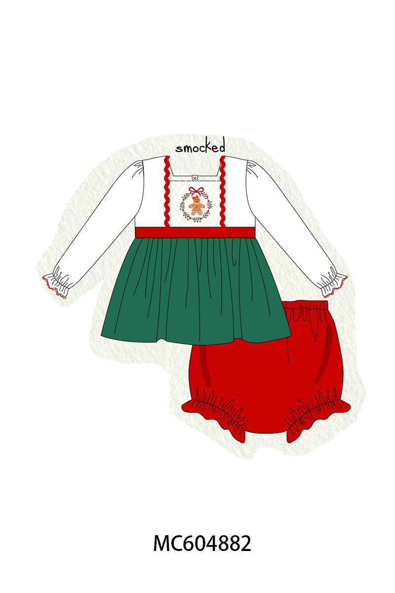 Gingerbread Smocked Bloomer Set