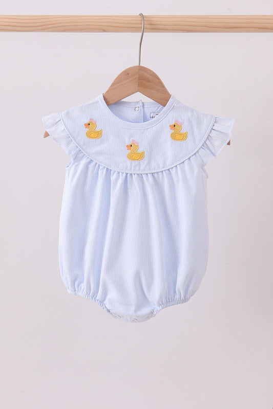 Blue Duck Embroidery Stripe Ruffle Bubble