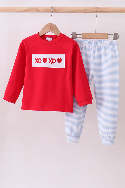 Red Heart Embroidery Pants Set
