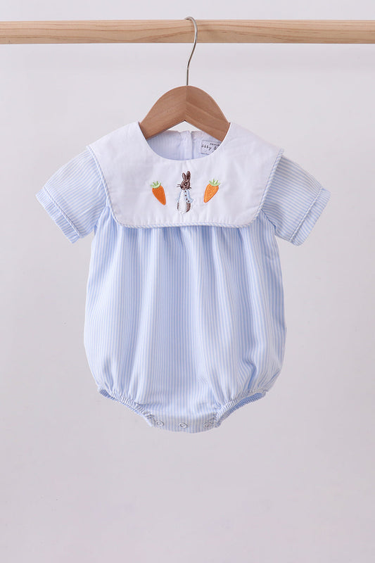 Blue Stripe Bunny Carrot Embroidery Bubble
