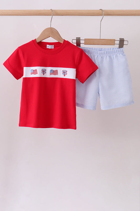 Patriotic Seersucker Shorts Set