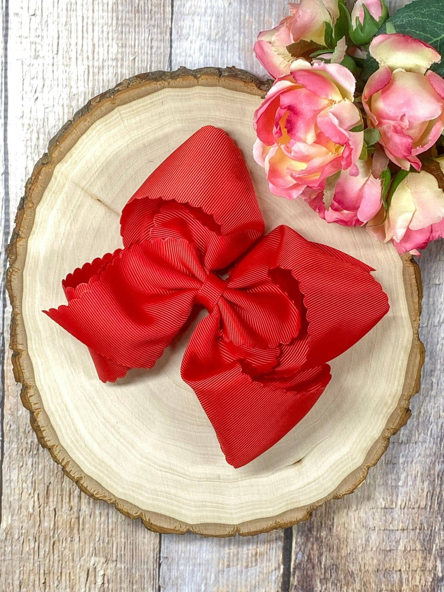Oversize Scalloped Bows - Alligator Clip - 5.5" (6 colors)