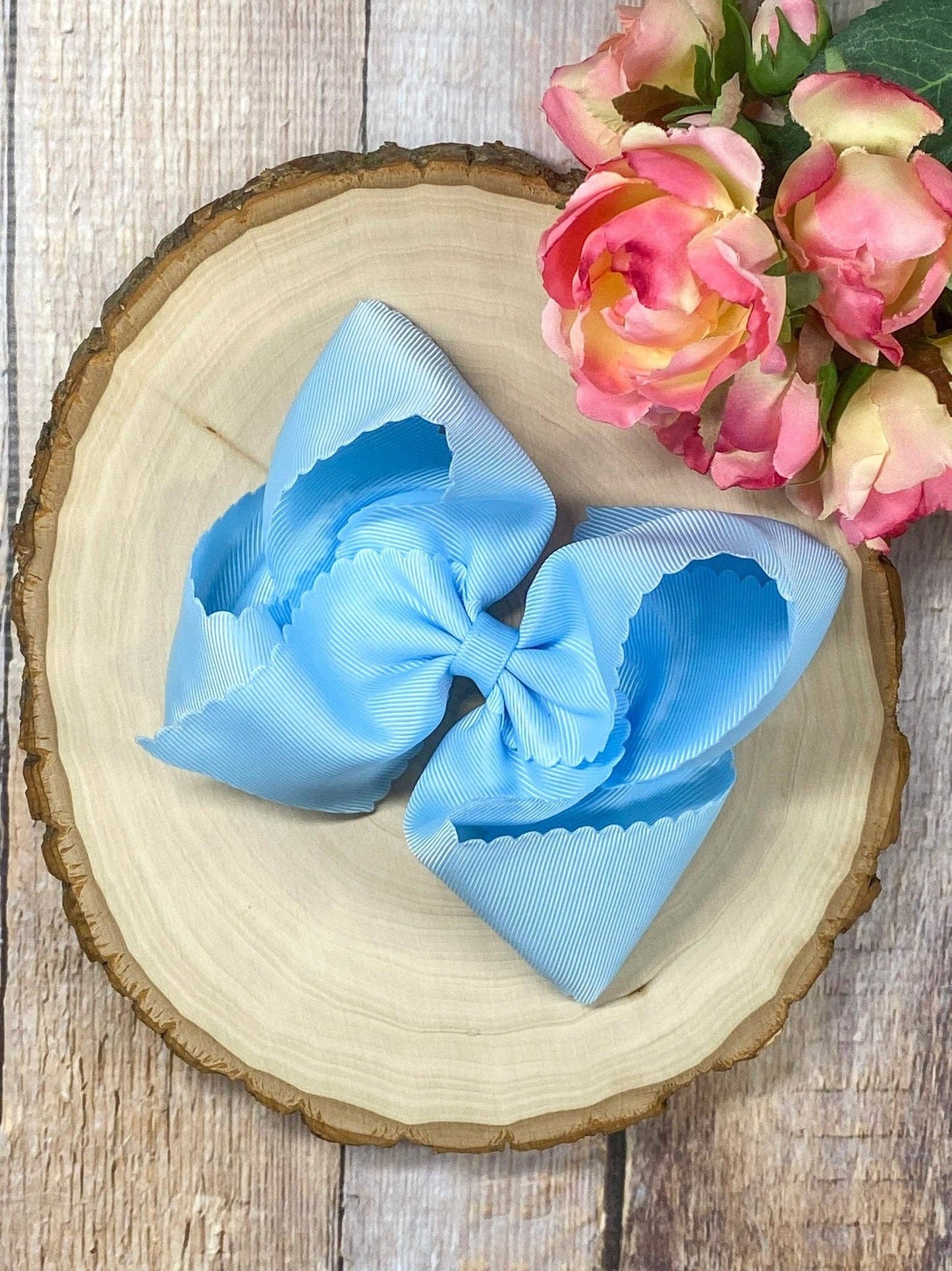 Oversize Scalloped Bows - Alligator Clip - 5.5" (6 colors)