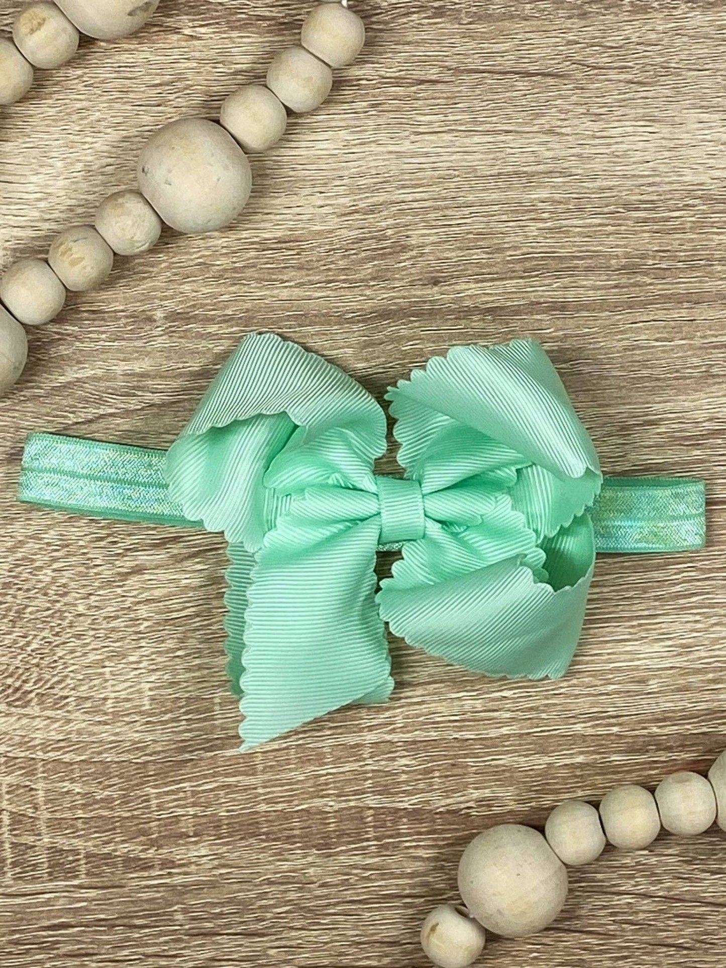 Classic Scalloped Bow - Headband - 4.5" (3 colors)