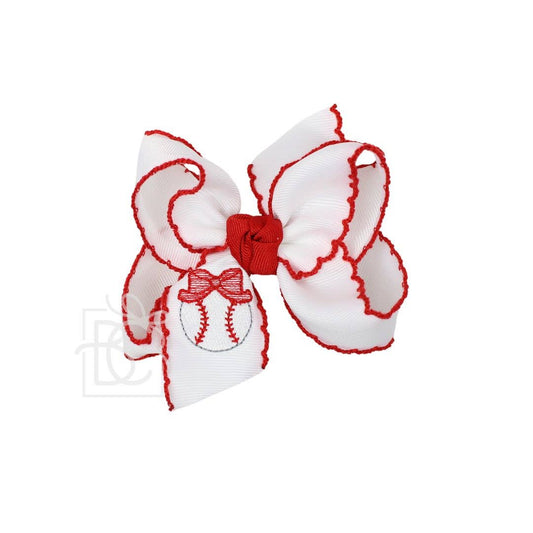 4.5" Embroidered Baseball Crochet Edge Bow