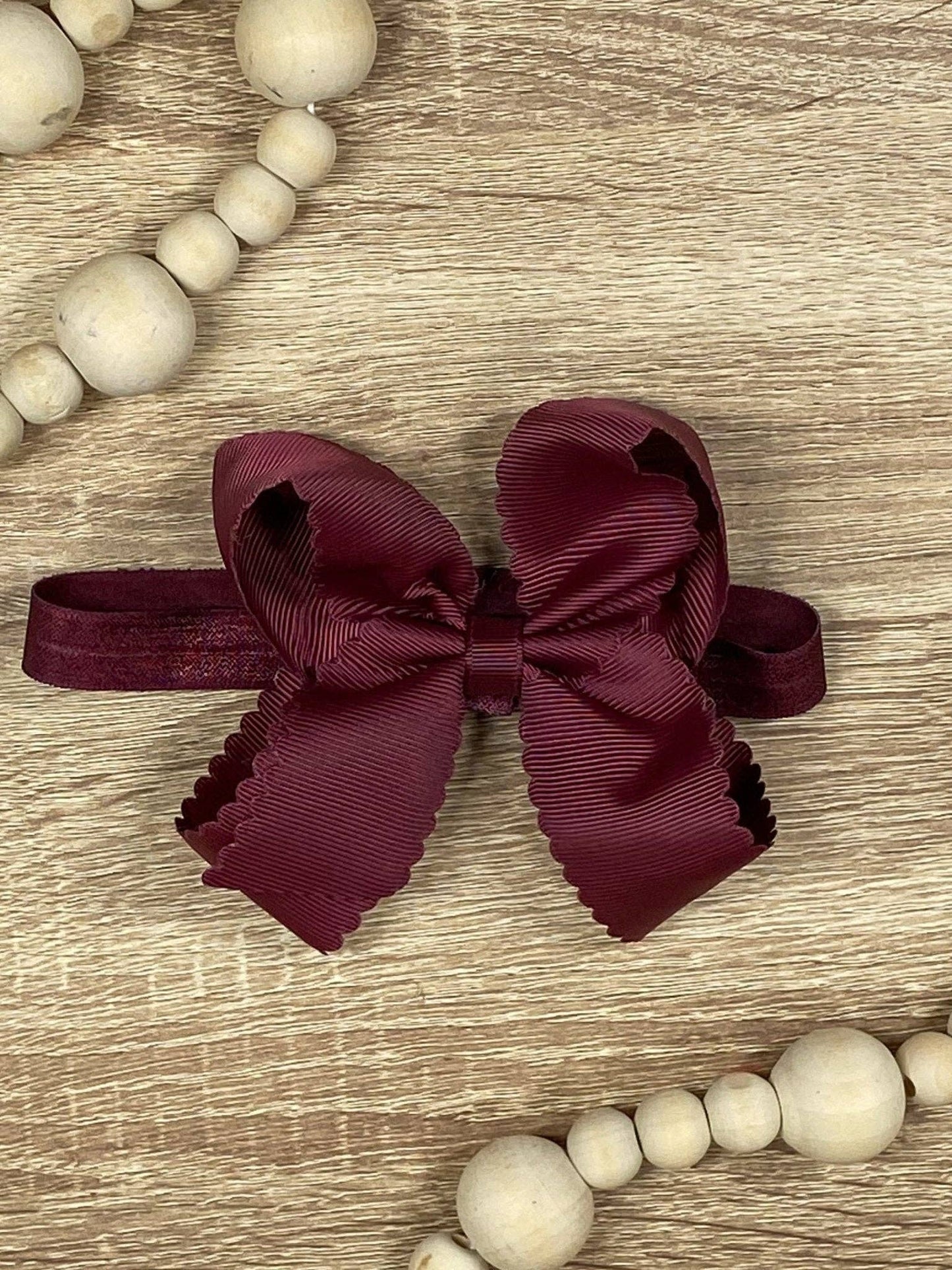 Classic Scalloped Bow - Headband - 4.5" (3 colors)