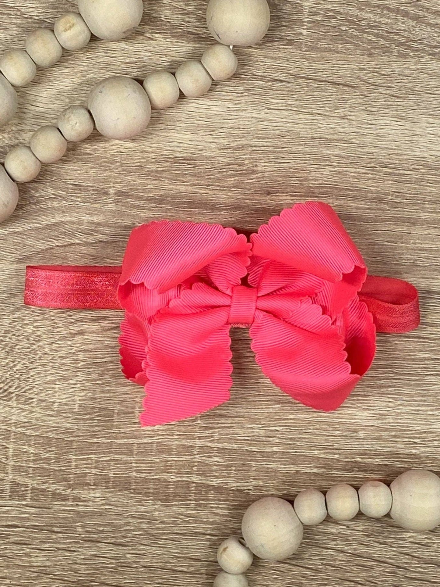 Classic Scalloped Bow - Headband - 4.5" (3 colors)