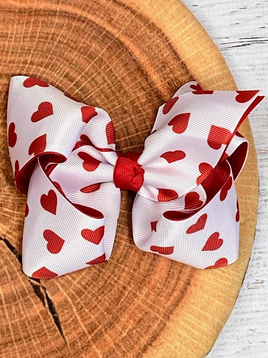 5" Heart Print 2 Layer Hair Bow