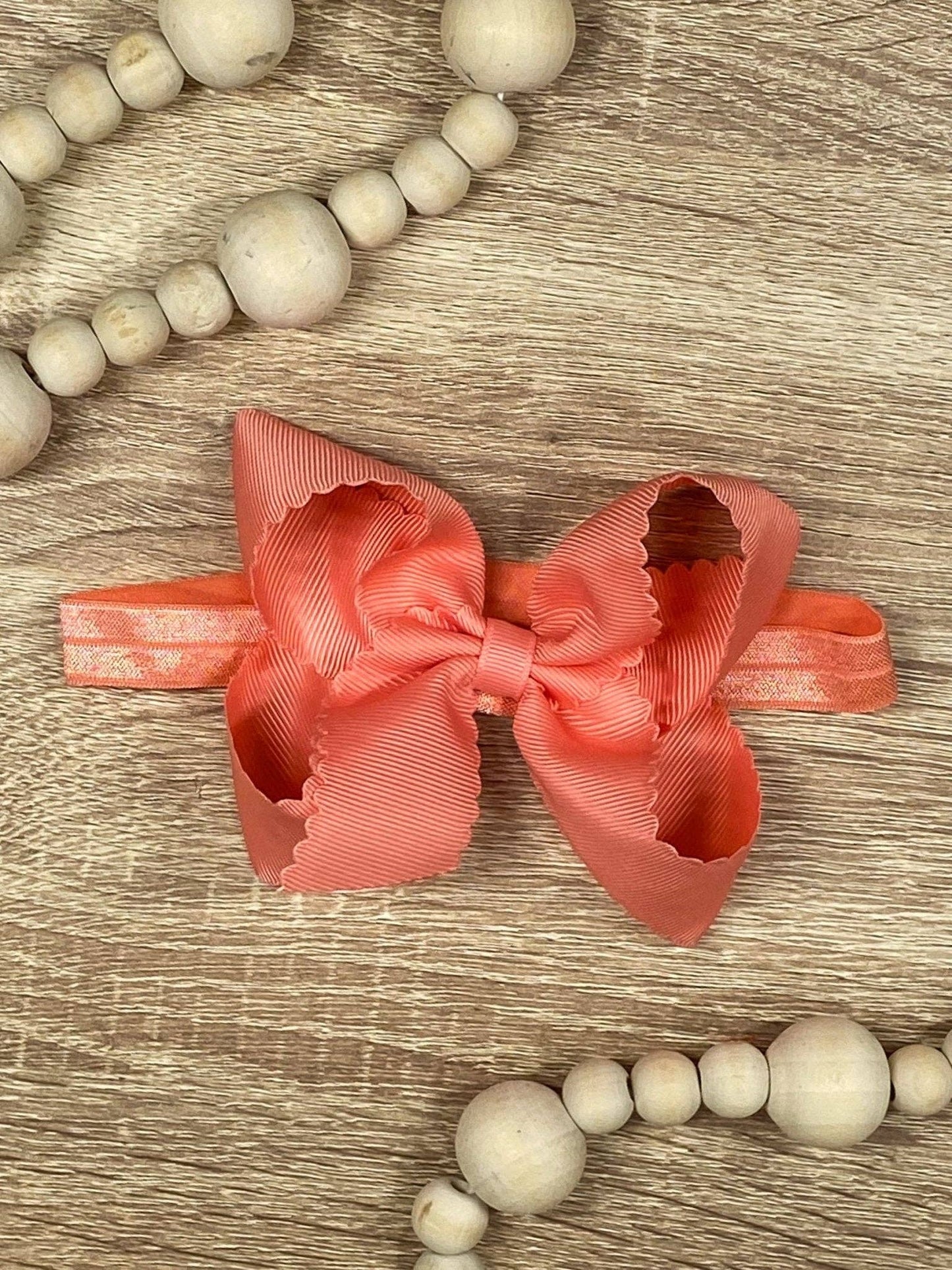 Classic Scalloped Bow - Headband - 4.5" (3 colors)
