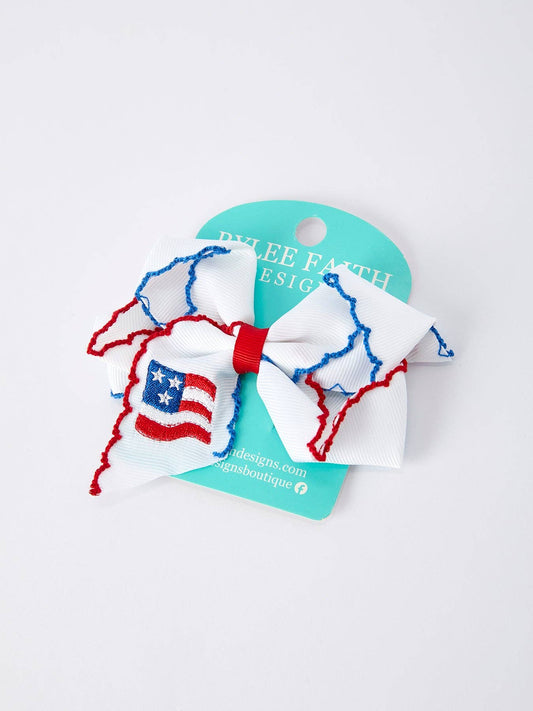 Stars & Stripes Flag Hair Bow 4.5"