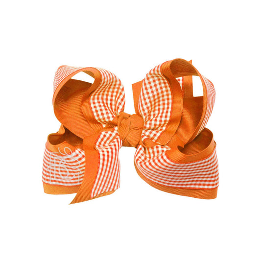 LAYERED GINGHAM/GROSGRAIN BOW ON CLIP