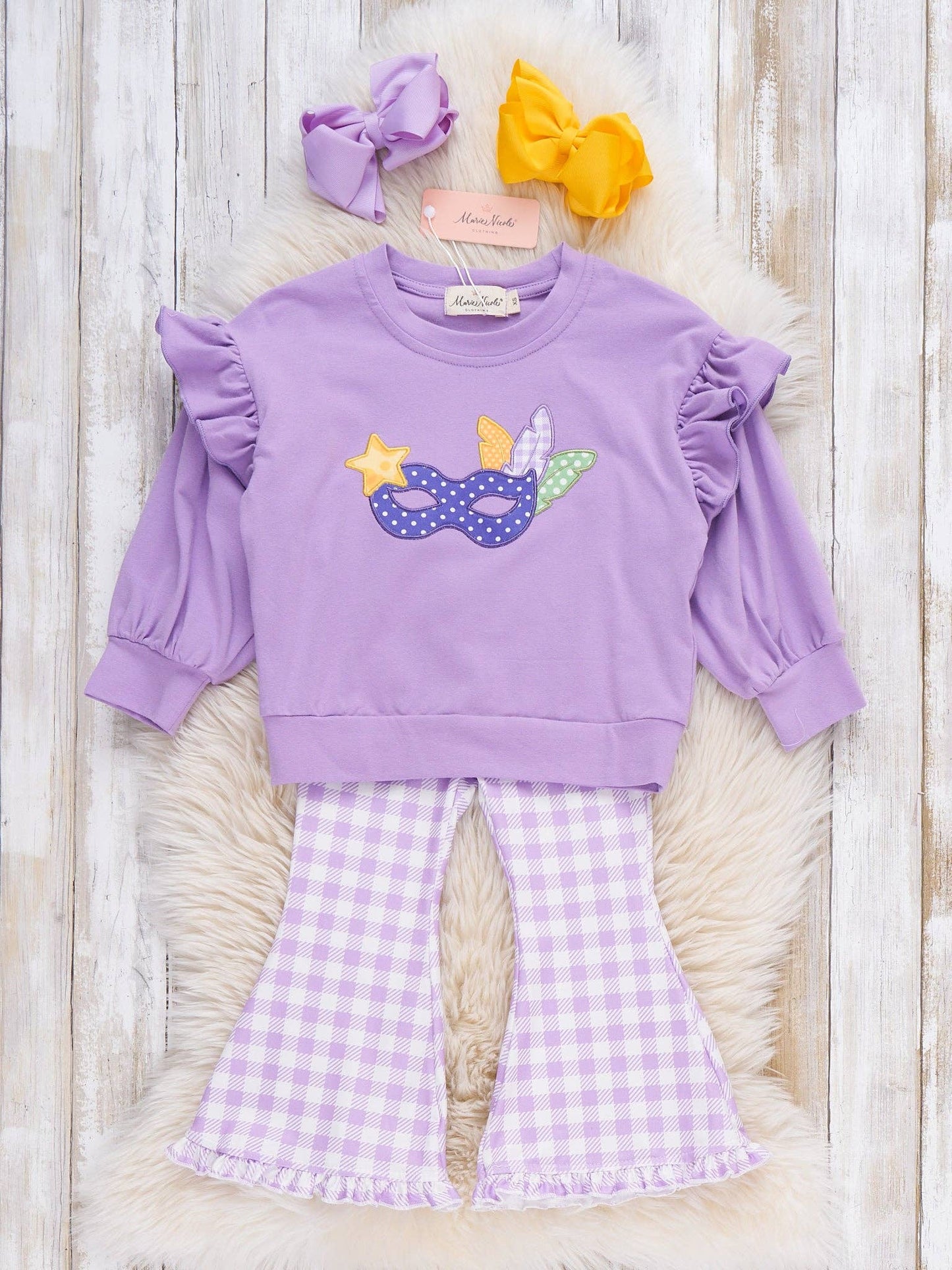 Masked Magic Embroidered Bell Bottom Outfit