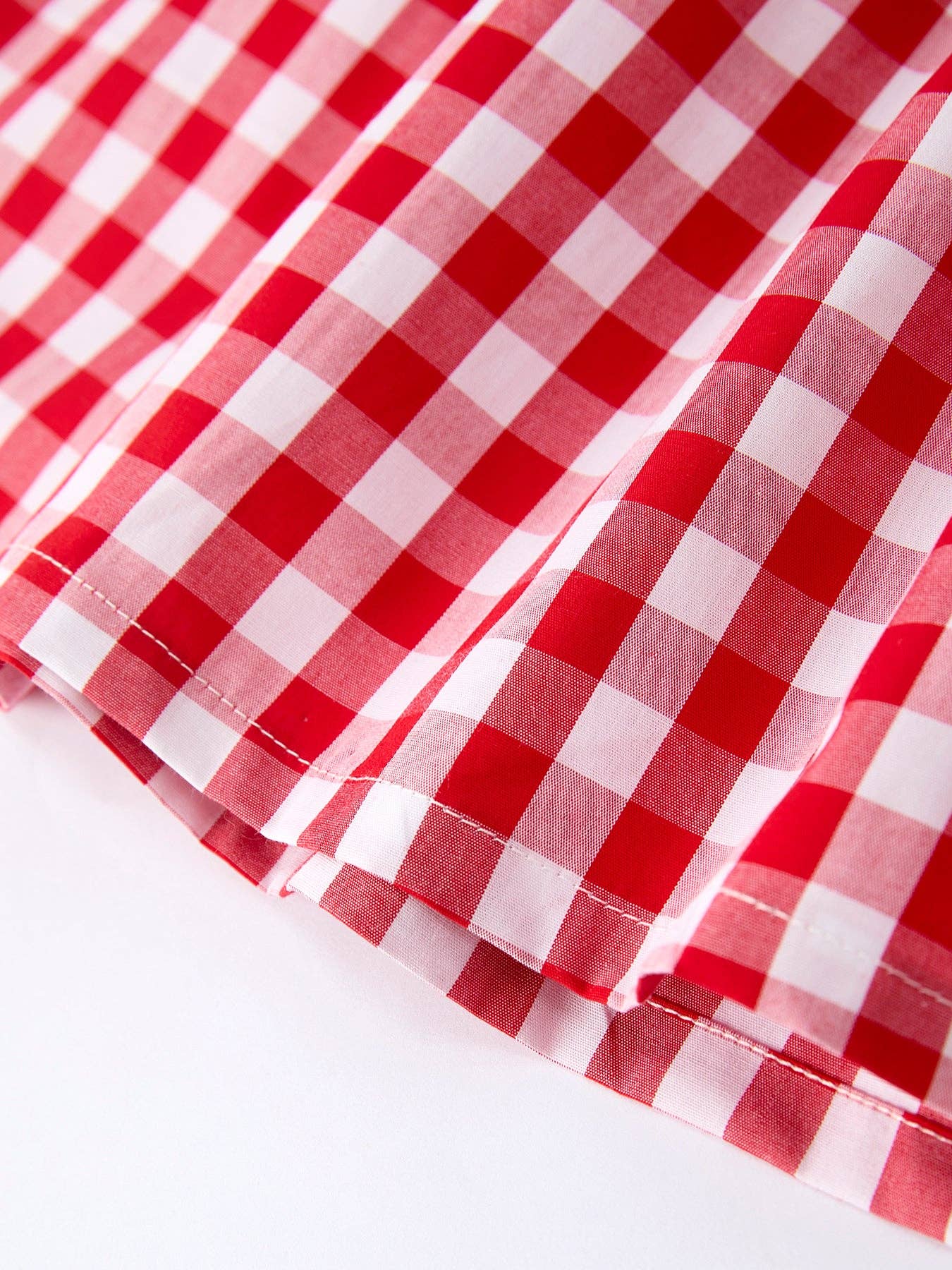 Red Gingham Smocked Ruffle Dress