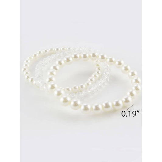 Trio Pearl Beads Layering Bracelet Set