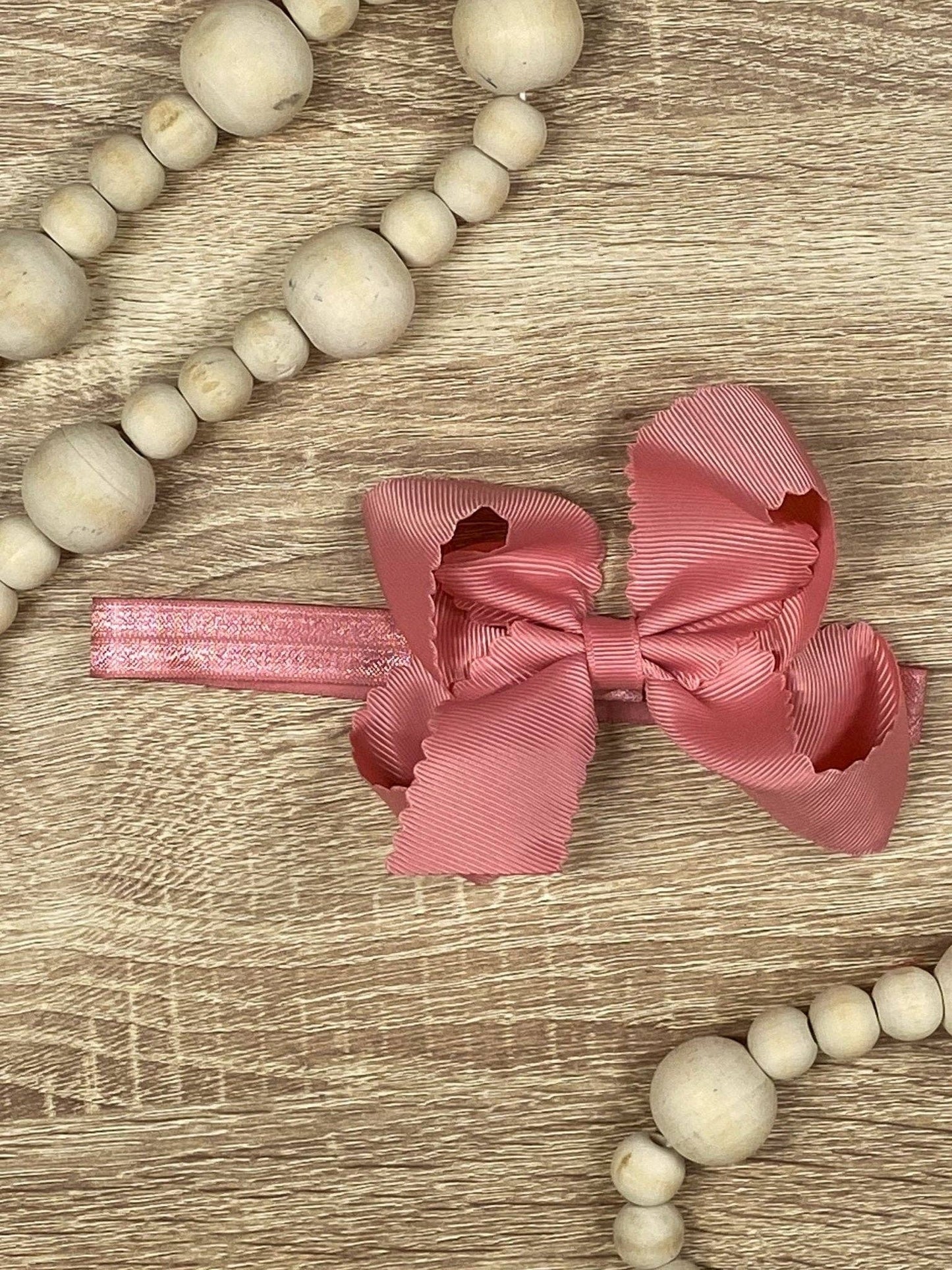 Classic Scalloped Bow - Headband - 4.5" (3 colors)