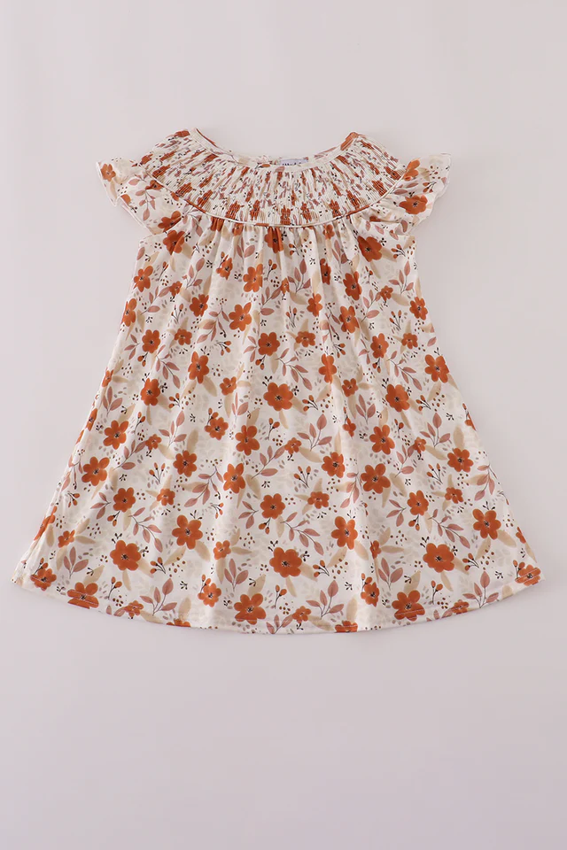 Smocked Fall Floral Dress