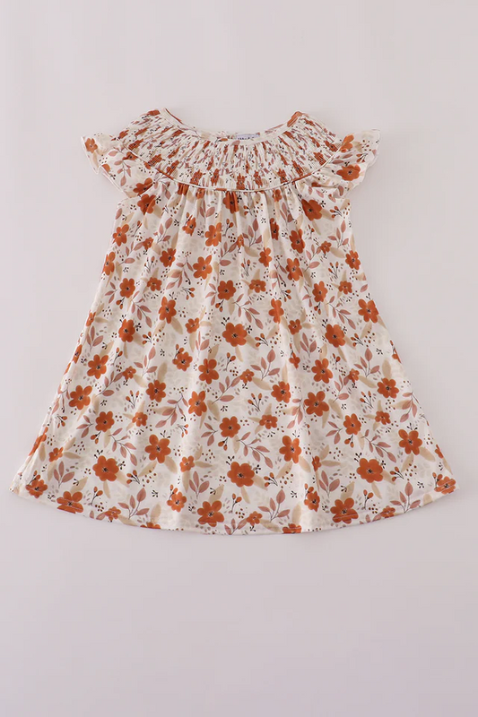 Smocked Fall Floral Dress