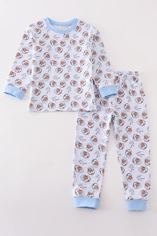 Blue Santa & Snowmen Pajama Set